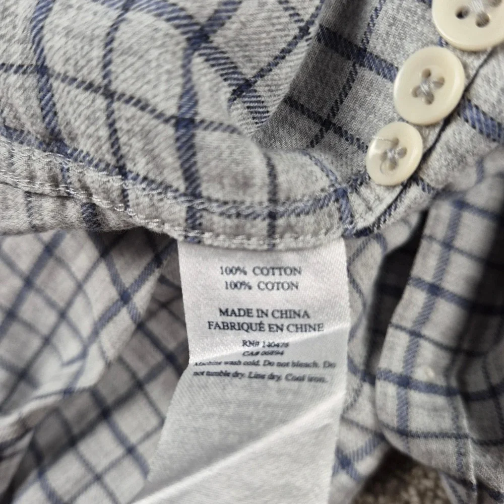 Faherty Shirt Mens M Gray Everyday Flannel Button down Morning Mist Windowpane